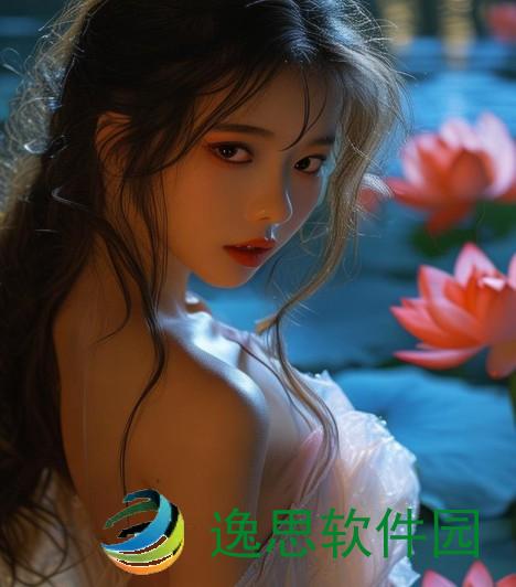 月下红莲映碧水愿君共浴共赏花影摇曳