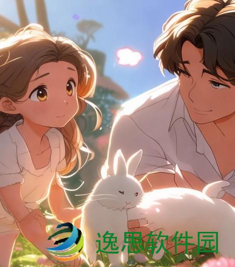 爸爸与女儿的小兔子温馨时光的欢乐视频分享